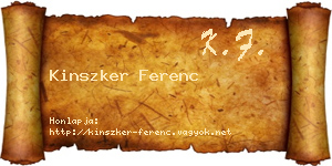 Kinszker Ferenc névjegykártya